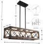Kitchen Island Lighting, 5-Light Dining Room Chandelier Farmhouse Light Fixtures Wood Pendant Lighting for Living Room,Foyer,Bars