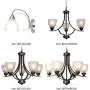VINLUZ 3 Light Shaded Contemporary Chandeliers with Alabaster Glass Black Rustic Light Fixtures Ceiling Hanging Mid Century Modern Pendant Lighting for Bed Room Dining Room Foyer Living Room