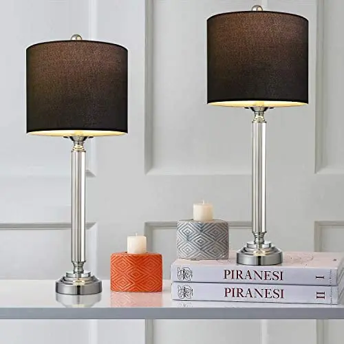 OYEARS Crystal Table Lamp Set of 2 for Living Room Bedroom 27.75“ Modern Buffet Table Lamps for Dining Room with Fabric Drum Shade Black OYEARS Crystal Table Lamp Set of 2 for Living Room Bedroom 27.75“ Modern Buffet Table Lamps for Dining Room with Fabric Drum Shade Black