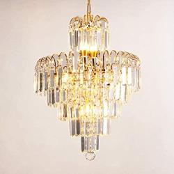 Ceiling Light Modern K9 Crystal Chandelier Lighting Flush Mount LED Pendant Lighting Fixture Lamp for Dining Room Bathroom Bedroom Living Room,H 21.6'' X D15.7'',Gold,Metal+Glass