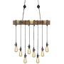 Derksic Rustic Wooden Pendant Light Fixture Industrial Vintage Wood Beam Linear Chandelier 8 Lights Farmhouse Chandelier for Dining Room Kitchen Island Bar Pool Table