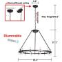 MEEROSEE LED Chandelier Modern Farmhouse Pendant Lighting Fixture D35.43'' Acrylic Shade 24 Lights Round Rustic Dining Room Oil Rubbed Bronze Chandeliers for Island Living Room Dimmable