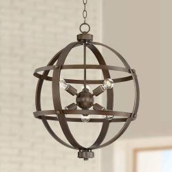 Galaxy Oil Rubbed Bronze Orb Cage Pendant Chandelier 25'' Wide Industrial 6-Light Fixture for Dining Room House Foyer Kitchen Island Entryway Bedroom Living Room - Possini Euro Design