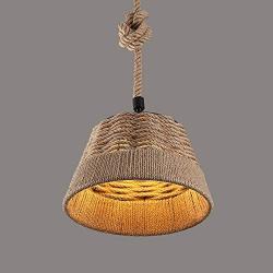 JiuZhuo Rustic Nautical Rope Woven Drum Shaded 1-Light Pendant Light