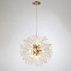 Dandelion Firework Crystal Sputnik Chandelier 9 Light, Palacelantern Pendant Ceiling Light Fixture for Bedroom Dining Room and Living Room