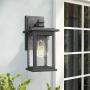 Emliviar Outdoor Wall Mount Lights 2 Pack, 1-Light Exterior Sconces Lantern in Black Finish with Clear Seeded Glass, OS-1803EW1-2PK