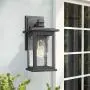 Emliviar Outdoor Wall Mount Lights 2 Pack, 1-Light Exterior Sconces Lantern in Black Finish with Clear Seeded Glass, OS-1803EW1-2PK