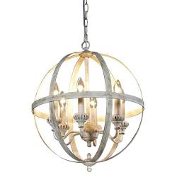 HUITICO Orb Chandelier Oil Rubbed Metal Finish Retro White, 6-Light Globe Chandeliers Dining Room Kitchen Foyer Lighting Fixtures Hanging Farmhouse