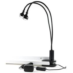 Wallniture Lamba Led Lights Double Head Gooseneck Arms Desk Lamp Energy Efficient, Black