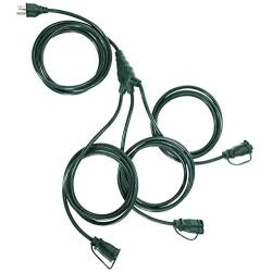 DEWENWILS Outdoor Extension Cord 1 to 3 Splitter, 3 Prong Outlets Plugs, Max 13ft End to End (25 FT Total),16/3C SJTW Weatherproof Wire for Christmas Outdoor Lights and Multiple Appliances, ETL Listed