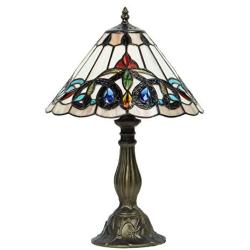 Tiffany Style Retro Baroque Lamp Table Light 12 Inches Wide Hand-Cut Stained Glass Desk Antique Night Light and Antique Brass Finish Metal Lamp Base for Living Room Restaurant Office EFFORTINC.COM