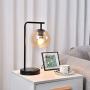 Berliget Industrial Matte Black Metal Glass Desk Table Lamp, Vintage Farmhouse Bedside Table Lamp Nightstand Lamp for Bedroom Dining Room Office