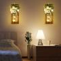 Mason Jar Wall Candlestick Lighting, Home Decoration, Living Room, Bathroom, Hanging Retro Wall Closet 6 Hours LED Lighting with Remote Control(2 Sets) (Large, Burn Color)
