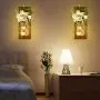 Mason Jar Wall Candlestick Lighting, Home Decoration, Living Room, Bathroom, Hanging Retro Wall Closet 6 Hours LED Lighting with Remote Control(2 Sets) (Large, Burn Color)