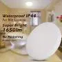 Airand Ceiling Light LED 3000K Flush Mount 18W Ceiling Lights Fixture 9.5 Round LED Ceiling Lamps for Kitchen, Hallway, Bathroom, Stairwell, 1650LM, Waterproof IP44, 80Ra (Warm White）