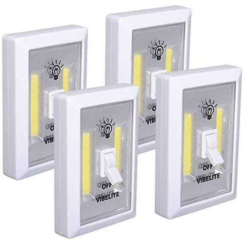 VIBELITE Closet Light, Battery Operated, Tap Light, Touch, Night, Utility, Wall Wireless Mount Under Cabinet, Shelf, Shed, Kitchen, Garage, Attic, RV, DIY(4-Pack)