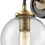 WILDSOUL 40041AB-2 Modern Farmhouse 1-Light Globe Sconce, Armed Brass Bathroom Sconces Clear Glass Vanity Wall Lighting Fixtures, Oak Wood and Brass Parts, Matte Black and Brass Finish, Pack of 2