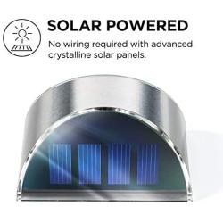 Home Zone Security Solar Wall Lights - Outdoor Solar Fence Post and Step Lights, Weatherproof with No Wiring Required, Stainless Steel (4-Pack)