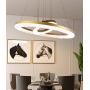 Joyxeon Modern Crystal Chandeliers, 2 Ring LED Ceiling Lights Pendant Lighting, Dining Room Chandelier, Adjustable Brass Gold Light Fixtures for Living Room, Bedroom, Porch - Warm White 3600Lm Bright