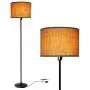 Floor Lamp for Living Room, Modern Standing Lamp with Hanging Drum Shade, Thickened Tall Pole Lamp for Office with Button or Chian and Floor Switch (Bronze)