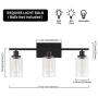 Vanity Light Fixtures ,3-Lights Farmhouse Wall Lighting Indoor Light Fixture, Modern Industrial Wall Sconce with Clear Glass Shade and Metal Base for Bedroom Living Room