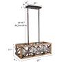 Eumyviv C0029 3-Lights Rectangle Wood Metal Pendant Lamp Light Fixture with Bubble Glass Shade Black Finished Retro Rustic Vintage Industrial Edison Ceiling Lamp Linear Chandeliers