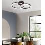 Jaycomey Modern LED Ceiling Light,44W LED Chandelier Flush Mount Ceiling Light,Daylight 2 Rings Acrylic Ceiling Lamp Fixture for Bedroom Living Room Dining Room,6000K