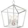 Queluz Brushed Nickel Cage Foyer Pendant Chandelier 13'' Wide Geometric Frame 4-Light Fixture for Dining Room House Foyer Kitchen Island Entryway Bedroom Living Room - Franklin Iron Works