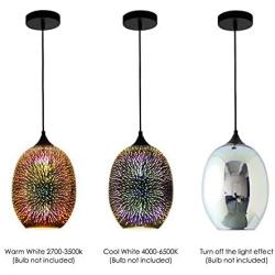 APBEAMLighting 3D Pendant Lighting Colourful Handcrafted Glass Firework Hanging Light for Kitchen Island Restaurant Dining Room