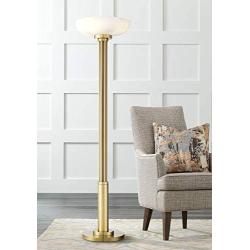 Granview Modern Torchiere Floor Lamp Warm Antique Gold Metal Glass Shade for Living Room Reading Bedroom Office Uplight - Possini Euro Design