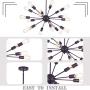 VINLUZ Sputnik Chandelier Oil Rubbed Bronze 18 Light Modern Pendant Lighting Rustic Dining Room Ceiling Light Fixtures UL Listed