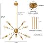 Modern 8 Lights Sputnik Chandeliers Semi Flush Mount Ceiling Light Fixture Mid Century Ceiling Pendant Lighting for Living Room Dining Room Bedroom Kitchen (Gold 10-Light)