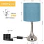 Bedside Table Lamps Set of 2 Small Nightstand Lamps with Blue Fabric Shade Modern Small Desk Lamps for Bedroom Living Room Kids Study Room Office Bedside Table Lamps Set of 2 Small Nightstand Lamps with Blue Fabric Shade Modern Small Desk Lamps for Bedroom Living Room Kids Study Room Office