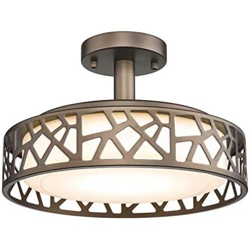 Semi Flush Mount Ceiling Light, VICNIE 14inch Close to Ceiling Lighting, 20W LED Dimmable Lmap Fixture, 3000K Warm White, ETL Listed, Oil Rubbed Bronze Finish Metal Frame and Acrylic Shade