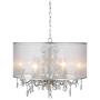 Farina Antique Silver Drum Pendant Chandelier 23'' Wide Clear Crystal Acrylic Beads Sheer Organza Fabric Shade 6-Light Fixture Dining Room House Island Entryway Living Room - Possini Euro Design