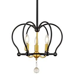 Trongee Industrial Pendant Light Fixtures Black Metal Pendant Lights Rustic Farmhouse Chandelier for Kitchen Dining Room Living Room Foyer Hallway Loft (Medium)