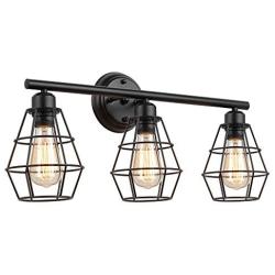 KOONTING 3-Light Industrial Bathroom Vanity Light, Metal Wire Cage Wall Sconce, Vintage Edison Wall Lamp Light Fixture for Bathroom, Dressing Table, Mirror Cabinets, Vanity Table.