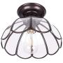 Gaze Vintage Brushed Bronze Semi Flush Mount Ceiling Light(7.08'' H) Copper with Clear Glass Shade Ceiling Lamp for Bedroom, Laundry, Living Room,Foyer,Hallway,Entrance