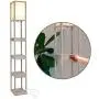 Brightech Maxwell Drawer Edition - Shelf & LED Floor Lamp Combination - Narrow Nightstand with Light Attached - Tower End or Side Table for Office & Bedroom - Rustic Wood