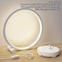 Modern Design 8W Led Table Reading Lamp Desk Light USB Cord, Aluminum Metal Circle Bedside Lamp Eye Caring Kids Study Light for Bedroom Nightstand Living Room White