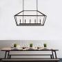 MOTINI 5-Light Kitchen Island Lantern Pendant Linear Chandelier Black Rod Hanging Light 40''x 12''x18.5''