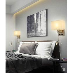 Liylan Bedroom Wall Sconce Lighting Plug in Cord,Modern Bedside Wall Mount Reading Lamp,Wall Light Fixtures LED 3W 3000K with USB Port Switch Brushed Nickel Finish for Living Room Hotel