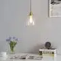 WOXXX Brass Pendant Lighting for Kitchen Island Bedroom Industrial Farmhouse Pendant Light with Clear Glass Shade Ceiling Light Fixture Hanging Lamp One-Light Adjustable Mini Pendant Light Fixture