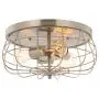 CO-Z 15 Inch Metal Cage Brushed Nickel Flush Mount Ceiling Light Fixture with 3 Lights, Industrial Vintage Ceiling Fixtures for Master Bedroom, Living Room, Farmhouse Lighting, ETL.