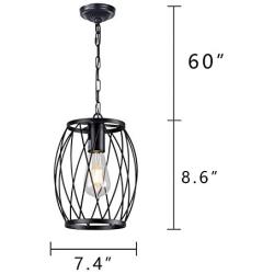 Infront 1 Light Hanging Lights Farmhouse Chandelier Black Light Fixture Modern Pendant Kitchen Lighting Dining Room Lighting Fixtures Hanging Lamp Semi Flush Mount Ceiling