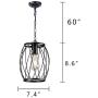 Infront 1 Light Hanging Lights Farmhouse Chandelier Black Light Fixture Modern Pendant Kitchen Lighting Dining Room Lighting Fixtures Hanging Lamp Semi Flush Mount Ceiling