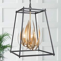 3-Light Pendant Chandelier, Adjustable Height Pendant Light Fixtures with Iron Finish, Modern Pendant Lighting for Dining Room, Kitchen, Hallway and Entryway, ETL Listed