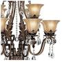 Iron Leaf Roman Bronze Large Chandelier 34'' Wide Two Tier Crystal Droplet Creme Smoke Glass 12-Light Fixture Dining Room House Foyer Kitchen Island Entryway Bedroom Living Room - Regency Hill