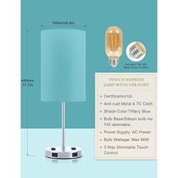 Touch Control Bedside Table Desk Lamp, Acaxin Small End Nighstand Lamps for Bedroom/livingroom - 3-Way Dimmable & 2 USB Charging Ports & 2 -Pins Outlets for Phones and laptops (LED Bulb Included)