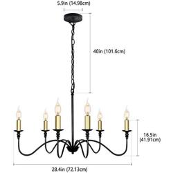 bgLight 6-Light Gold & Black Chandeliers, Farmhouse Candle Chandelier Rustic Island Light Large Ceiling Hanging Pendant Lighting for Dining Room, Kitchen Island, Living Room, Bedroom